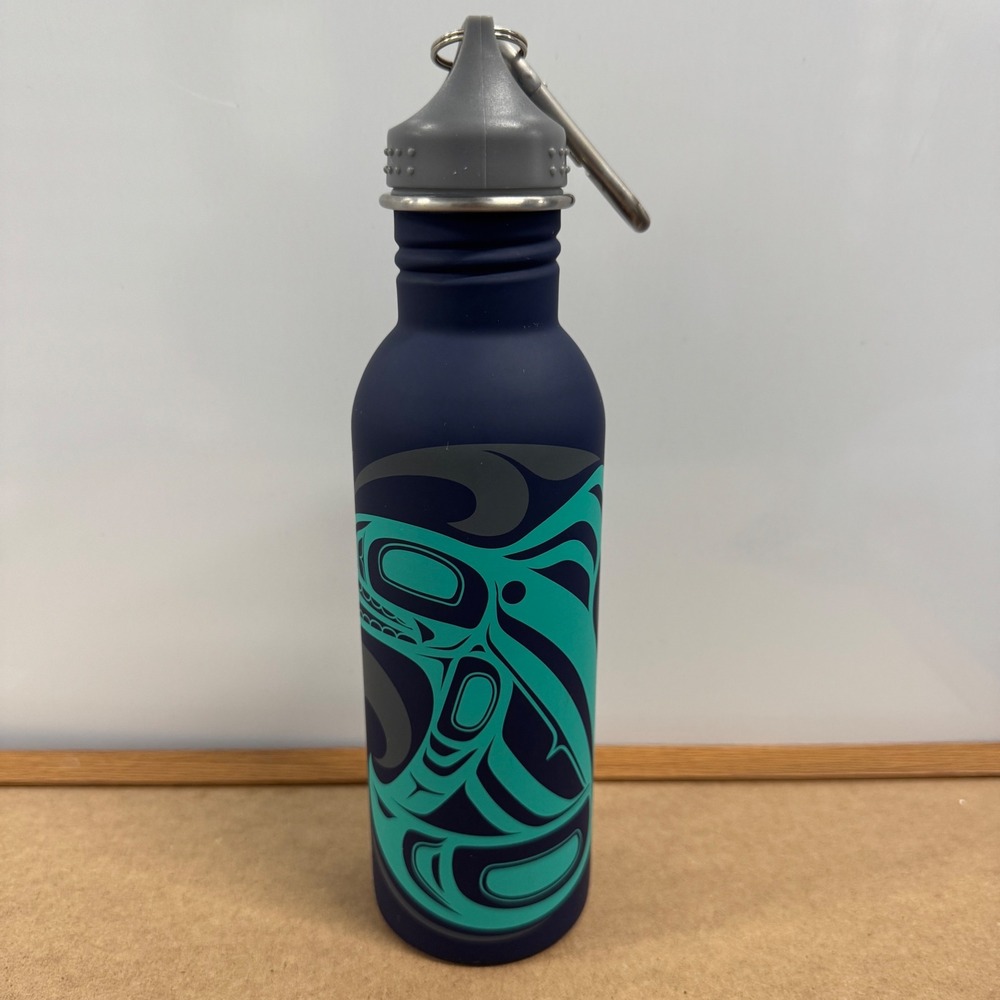 Native Northwest Trevor Angus Killer Whale Water Bottle Navy Blue Stnless Steel